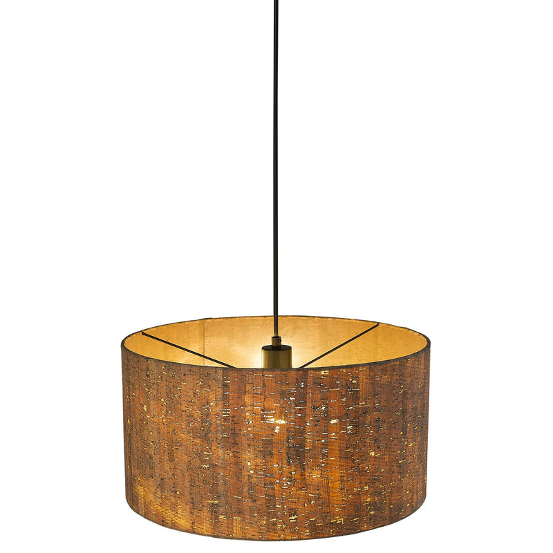 Matte Black Cork Shade Modern One Light Hanging Pendent Lamp