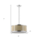 Butler 3-Light Polished Chrome Pendant With Coarse Cream Linen Shade And Opal Acrylic Diffuser