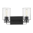 Black Metal and Textured Glass Two Light Wall Sconce