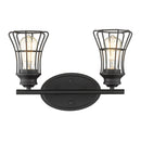 Two Light Matte Black Cage Wall Sconce
