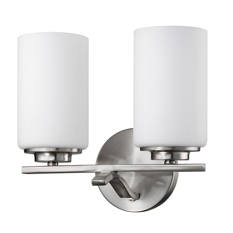 Two Light Silver and Glass Wall Sconce