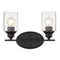 Two Light Matte Black Wall Light with Clear Glass Shade