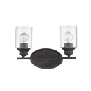 Two Light Bronze Wall Light with Clear Glass Shade