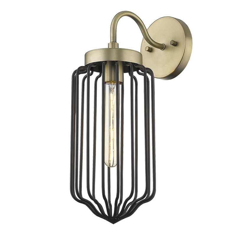 Gold and Black Metal Cage Wall Sconce