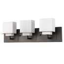 Rampart 3-Light Oil-Rubbed Bronze Vanity Light With Etched Glass Shades