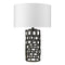 26" Black Metal Column Table Lamp With White Drum Shade