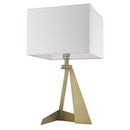 25" Brass Metal Table Lamp With White Rectangular Shade