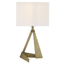 25" Brass Metal Table Lamp With White Rectangular Shade