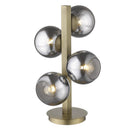 24" Brass Metal Four Light Globe Table Lamp With Black Globe Shade