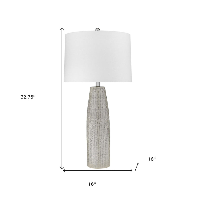 33" White Ceramic Table Lamp With White Empire Shade