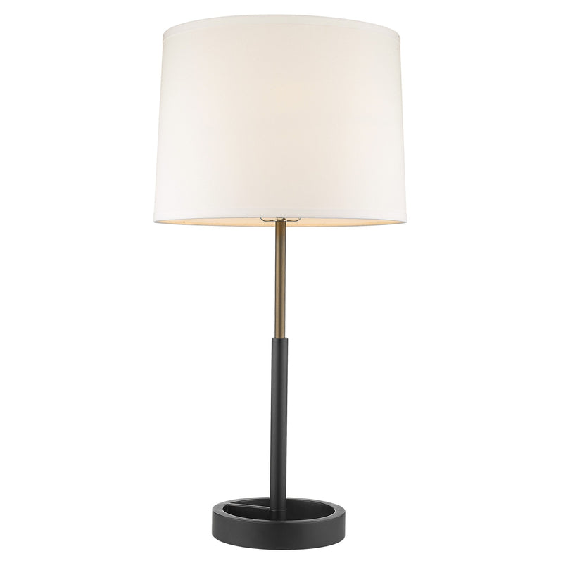 31" Black Metal Table Lamp With White Empire Shade
