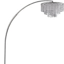 86" Silver And White Arc Floor Lamp With Faux Crystal Beading