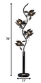 76" Black Four Light Led Novelty Floor Lamp With Black Flowers Novelty Shade