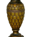 31" Golden Brown Polyresin Urn Table Lamp With Night Light and Gold Bell Shade