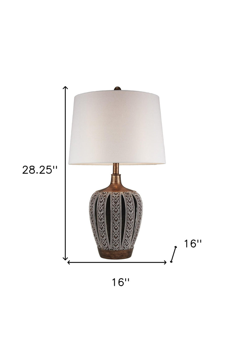 Primo Tall Brown Table Lamp with White Lamp Shade
