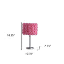 18” Pink Roses Acrylic And Metal Table Lamp