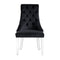Set of Two Tufted Black and Clear Upholstered Velvet Dining Side Chairs