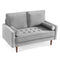 57" Gray and Dark Brown Velvet Love Seat and Toss Pillows