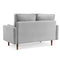 57" Gray and Dark Brown Velvet Love Seat and Toss Pillows