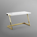 47" White and Gold Writing Desk