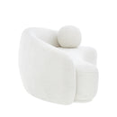 85" White Sherpa Curved Sofa and Toss Pillow