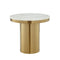22" Gold and White Genuine Marble Round End Table