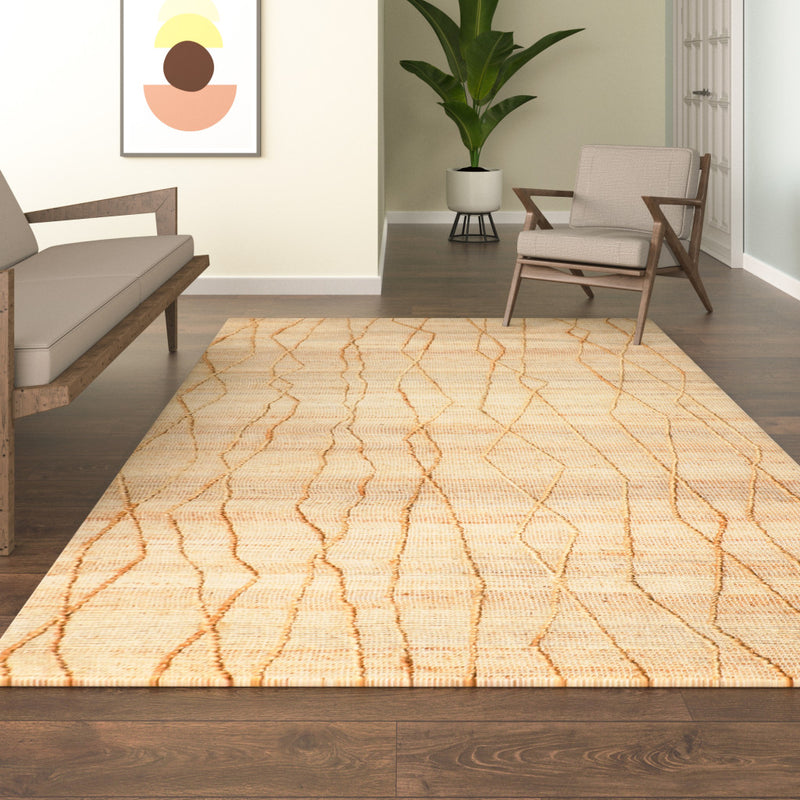 8' x 10' Brown Abstract Hand Woven Area Rug