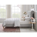 Gray Solid Wood Twin Tufted Upholstered Linen Bed with Nailhead Trim