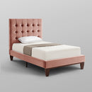 Blush Solid Wood Full Tufted Upholstered Velvet Bed