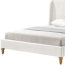 Cream Solid Wood King Upholstered Linen Bed