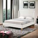 Cream Solid Wood King Upholstered Linen Bed