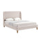 Pink Solid Wood King Upholstered Linen Bed