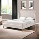 Pink Solid Wood King Upholstered Linen Bed