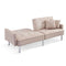 85" Beige Polyester Blend and Silver Convertible Futon Sleeper Sofa and Toss Pillows