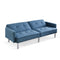 85" Blue Polyester Blend and Silver Convertible Futon Sleeper Sofa and Toss Pillows
