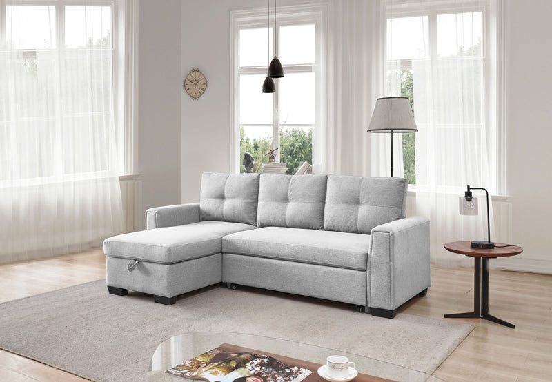 92" Light Gray Polyester Blend and Black Convertible Futon Sleeper Sofa
